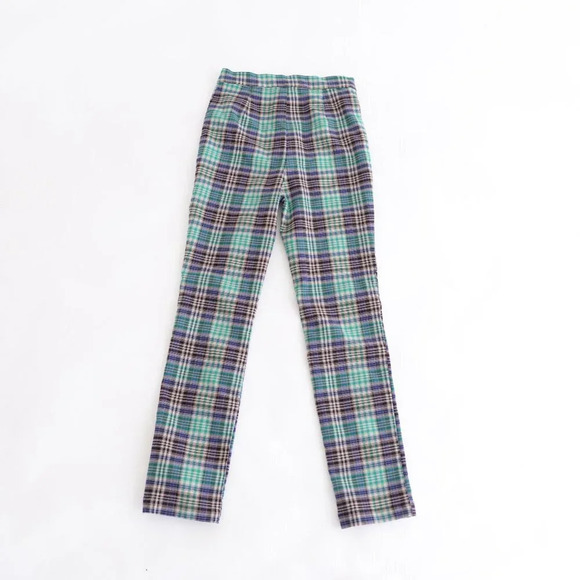 Urban Outfitters Green and Navy Checker Print Skinny Pants Size  4 - Picture 12 of 13